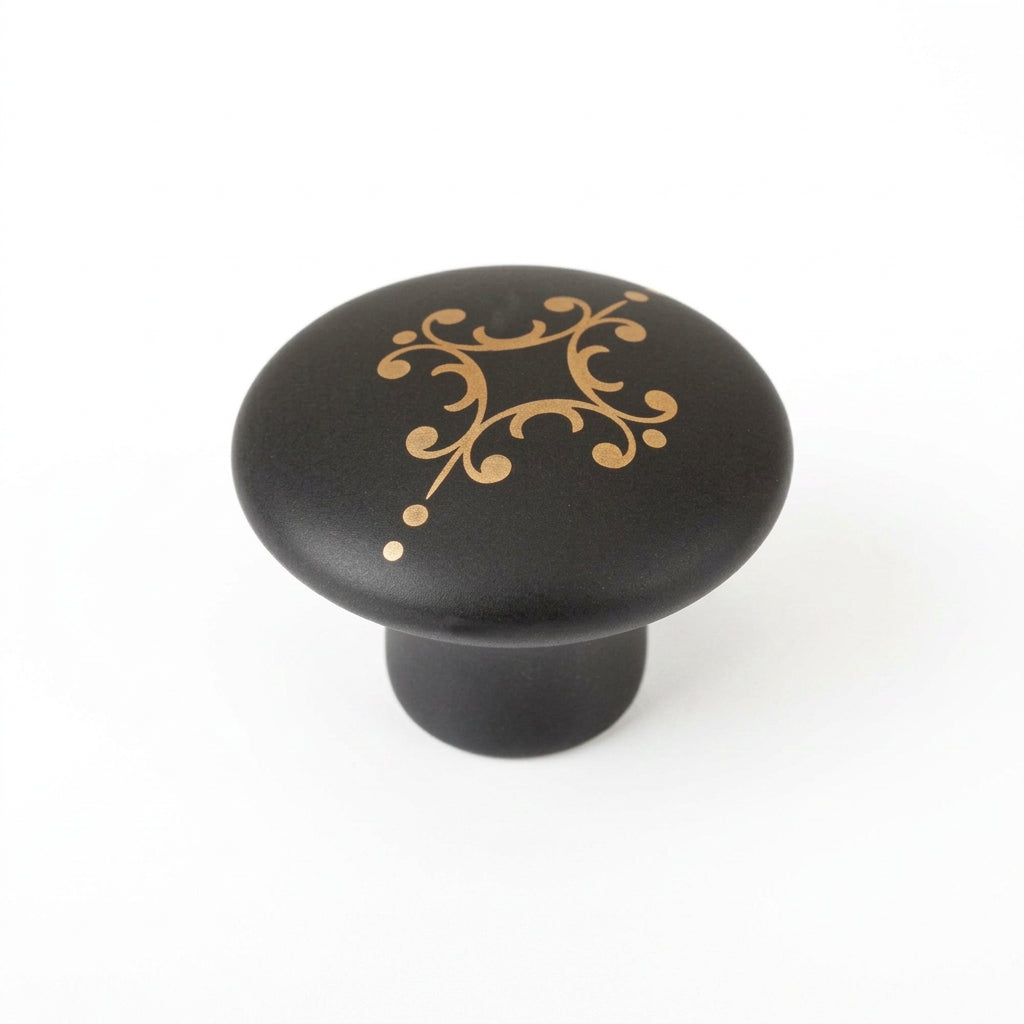 Pomos De Cerámica Con Mango Negro Premium Para Muebles